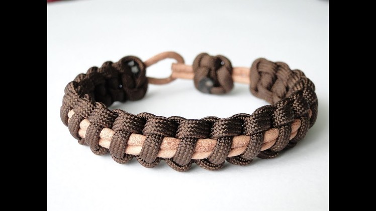 How to Make a Paracord.Leather Cord Bracelet- Thin Line Cobra Weave-CbyS Closure System