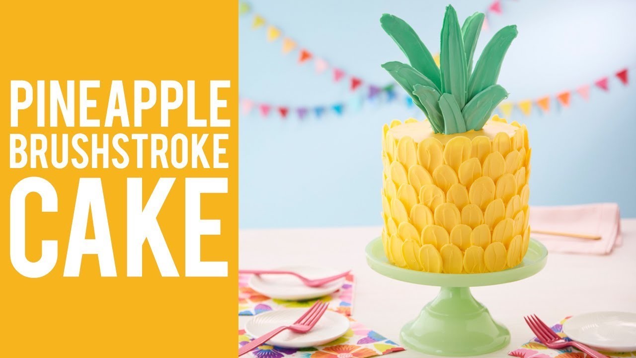 How to Make a Pineapple Brush Stroke Cake