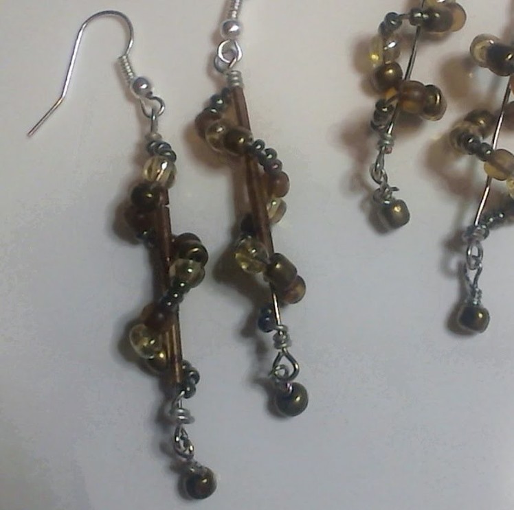 How to make beaded wire wrap earrings. Very Nice!