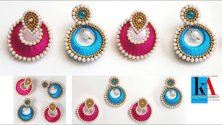 How to make simple designer chandbali jhumkas 2 colours at home