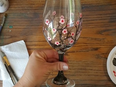 How to Paint a Cherry Blossom on a Wine Glass