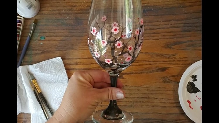 How to Paint a Cherry Blossom on a Wine Glass