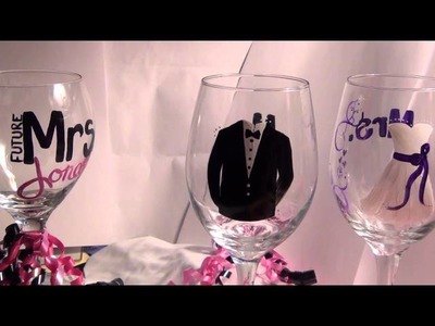 Mr and Mrs Hand Painted Wedding Glasses