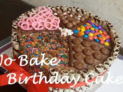 No BAKE Birthday cake with No melt Chocolate Frosting | How to make Birthday Cake |