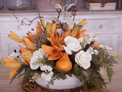 Orange and White Wedding Table Flowers Floristry Tutorial