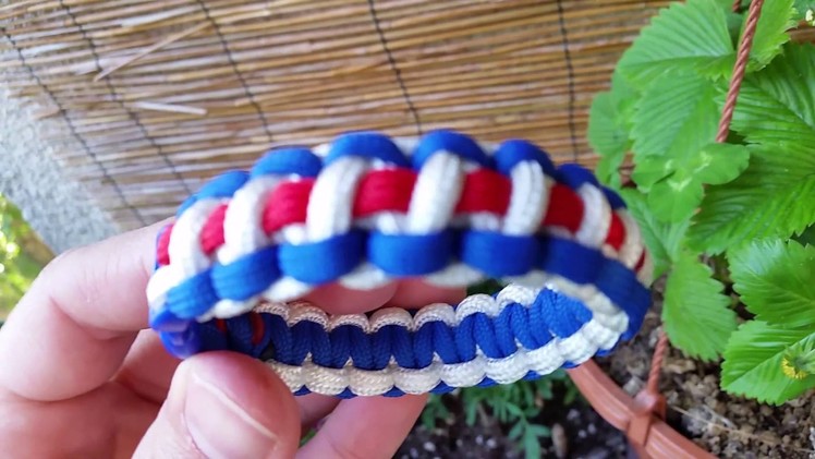 Paracord bracelet blue,red,white