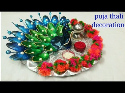 Puja thali Decoration for Navratri, Diwali or festivals
