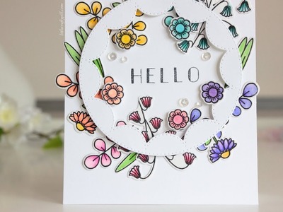 Rainbow Floral Card colored with Zigs