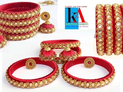 Silk Thread Bangles making with kundans and jump rings. silk thread jewellery