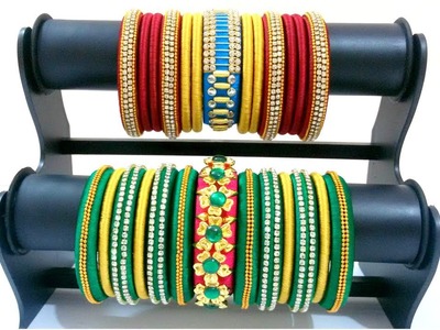 Silk Thread Jewelry | Colourful Bangle Set |Festive Collection |Kada Bangles | www.knottythreadz.com