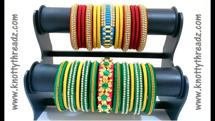 Silk Thread Jewelry | Colourful Bangle Set |Festive Collection |Kada Bangles | www.knottythreadz.com