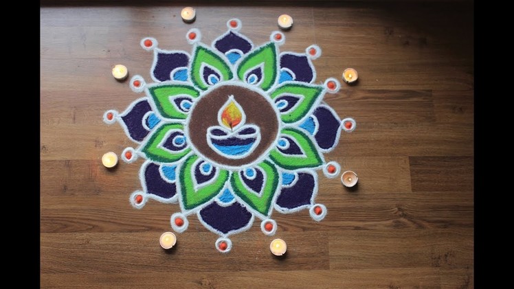 Simple freehand diwali rangoli designs with colours