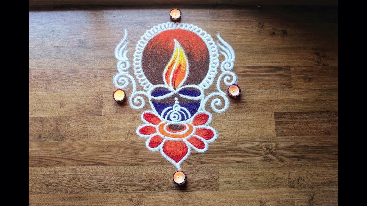 Simple freehand Diwali special rangoli designs with ...