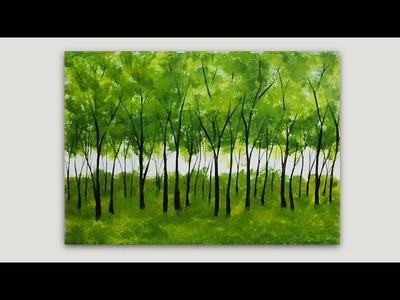 Simple Trees Acrylic Painting #StudioSilverCreek