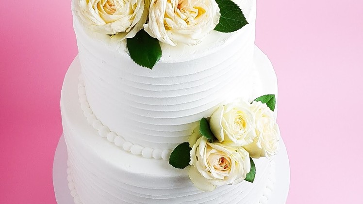 White Frosted Wedding Cake Tutorial- Rosie's Dessert Spot