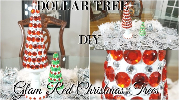 DIY DOLLAR TREE BLING RED CHRISTMAS TREES | DOLLAR STORE ROOM DECOR | DIY HOME DECOR CRAFTS
