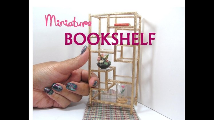 DIY Glass Bookshelf Dollhouse Miniature Furniture