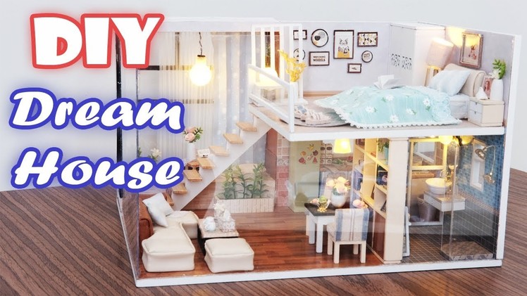 DIY Miniature Dollhouse Kit || Dream House ( with full furniture and light )