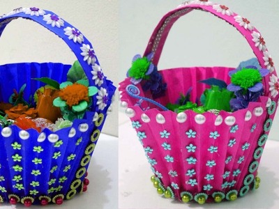 DIY paper basket - How to make a paper basket easy steps - Christmas baskets ideas