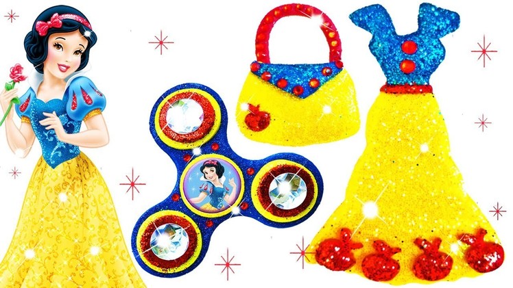 DIY Play Doh Sparkle Disney Princess Dresses Fidget Spinner Snow White Frozen Elsa Glitter Play Doh