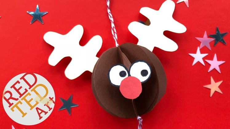 Easy Rudolph Ornament DIY (no printables) - Paper Crafts - DIY Christmas Ornaments from Paper