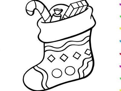 How To Draw Stocking For Christmas Easy | Coloring Pages For Kids | Learn Christmas Art