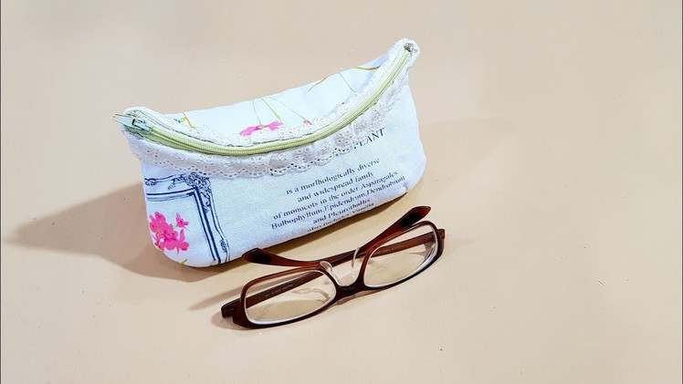 How to make a glasses pouch with zipper ~Step by Step DIY TUTORIAL????????