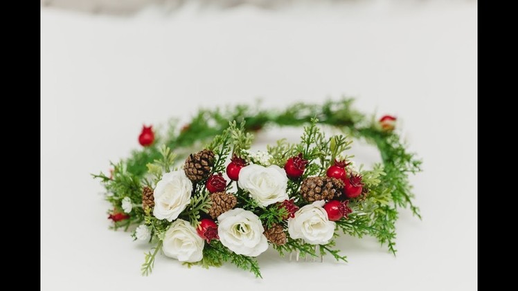 How to make bridal hairstyle. Flowers crown. Flowers comb. Christmas flowers. Easy DIY.