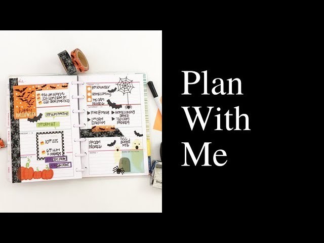 Plan With Me: October 16-22, 2017 [mini Create 365 Happy Planner Halloween stickers how to]