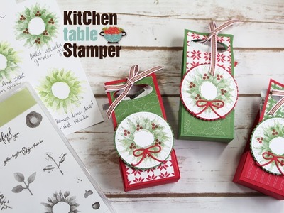 Stampin' Up! Painted Harvest Christmas Weath Cookie Tote Tutorial with Kitchen Table Stamper