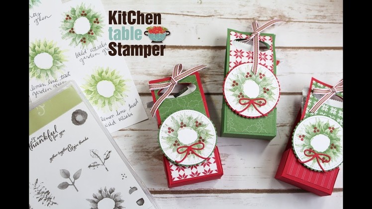 Stampin' Up! Painted Harvest Christmas Weath Cookie Tote Tutorial with Kitchen Table Stamper