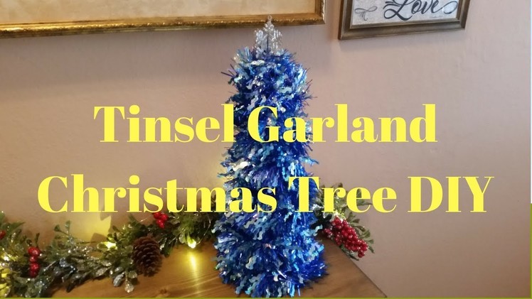 Tinsel Garland Christmas Tree DIY