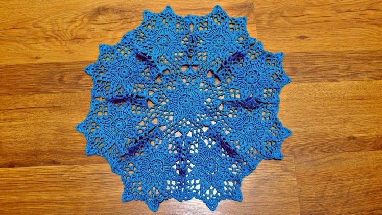 مفرش كروشي ثماني الشكل ( الجزء2) مع طريقة التشبيك    napperon crochet octagonal (partie2)