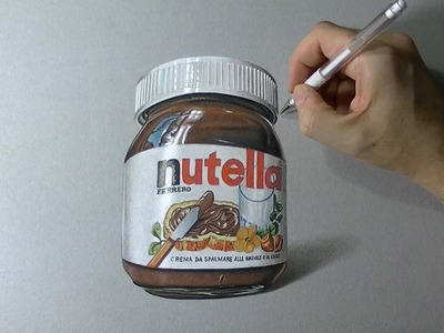 A glass jar of Nutella realistic drawing