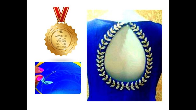 Aari. Maggam Embroidery Work  Designing Pearls Leaf for kurtis,Churidars, Saree Blouses