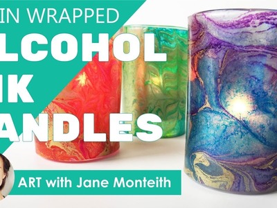 Alcohol Ink and Resin Wrapped Candle Holders