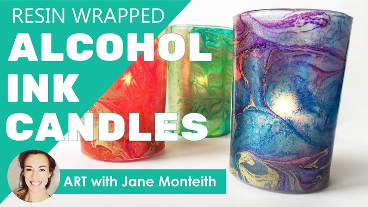Alcohol Ink and Resin Wrapped Candle Holders