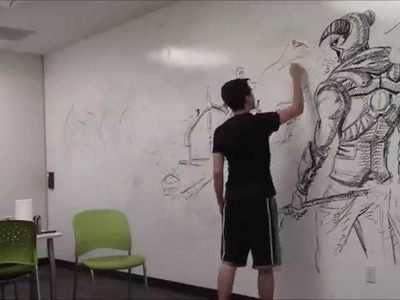 Amazing HUGE Skyrim drawing!!! Using only an expo marker [How-to Time Lapse]