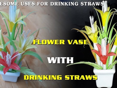 Amazing Life Hacks with Drinking Straws - How to make flower vase with drinking straws