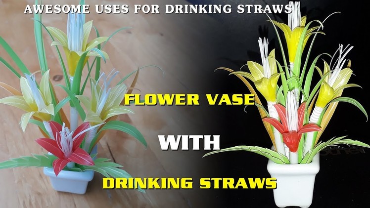 Amazing Life Hacks with Drinking Straws - How to make flower vase with drinking straws