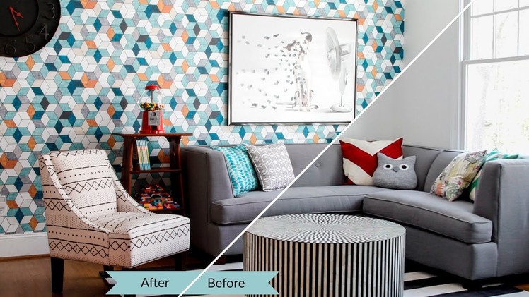 AMAZING Room Makeover with Spoonflower's Woven Wallpaper | Spoonflower