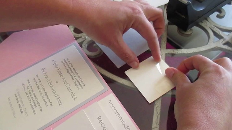 Assembling a Multilayer Pocket Wedding Invitation with Glitter Belly Band