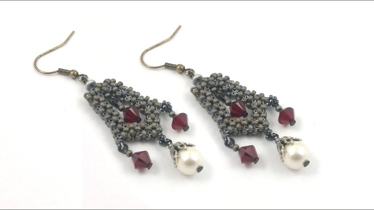 Beading4perfectionists : Medieval "Reign" inspired earrings beading totorial CRAW