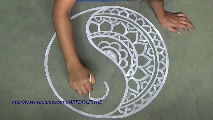 Beautiful rounded rangoli designs  . alpana designs  . Kolam designs