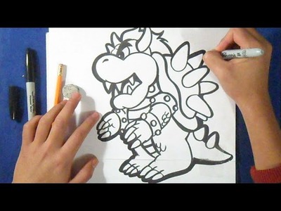 Cómo dibujar al Dragon "Bowser" - PAPER MARIO!