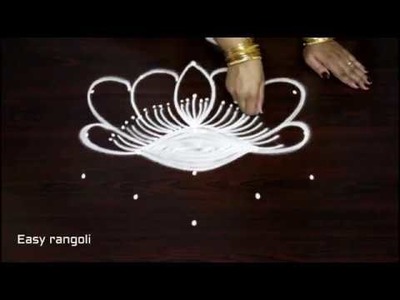 Creative flower kolam designs with 5x3 dots || 5 dots muggulu designs || easy rangoli designs