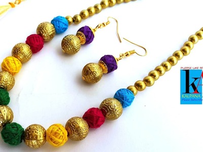 D.i.y. making of designer addon silk thread necklace at home. tutorial