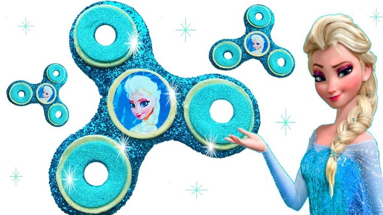DIY How to Make Giant Fidget Spinner Glitter Play Doh Disney Princess Frozen Elsa Learn Colors