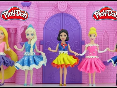 DIY Play Doh Dresses for Anna, Elsa & Cinderella Magic Clip Dolls