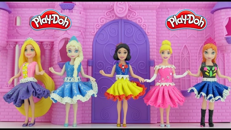 DIY Play Doh Dresses for Anna, Elsa & Cinderella Magic Clip Dolls